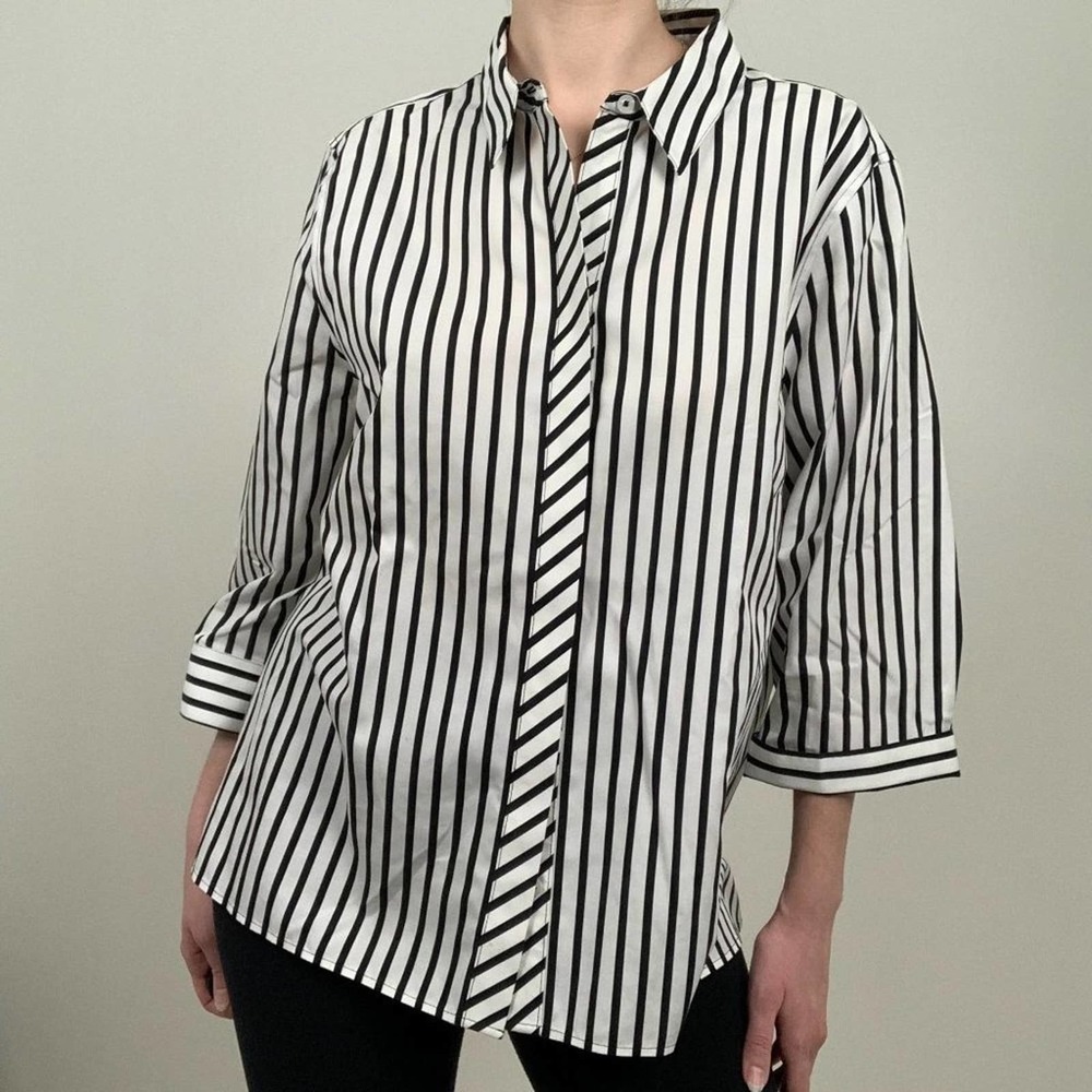 Chico's 3/4 Sleeve Striped Shirt